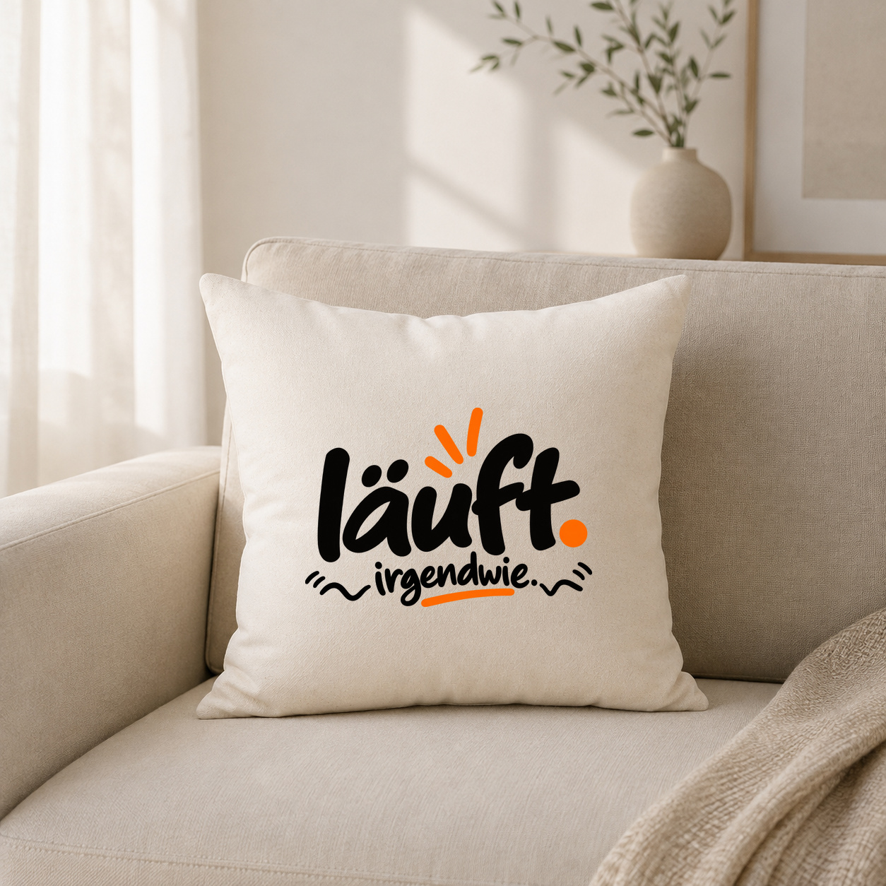 Kissenhülle „läuft. irgendwie.“ Kissenhülle „läuft. irgendwie.“