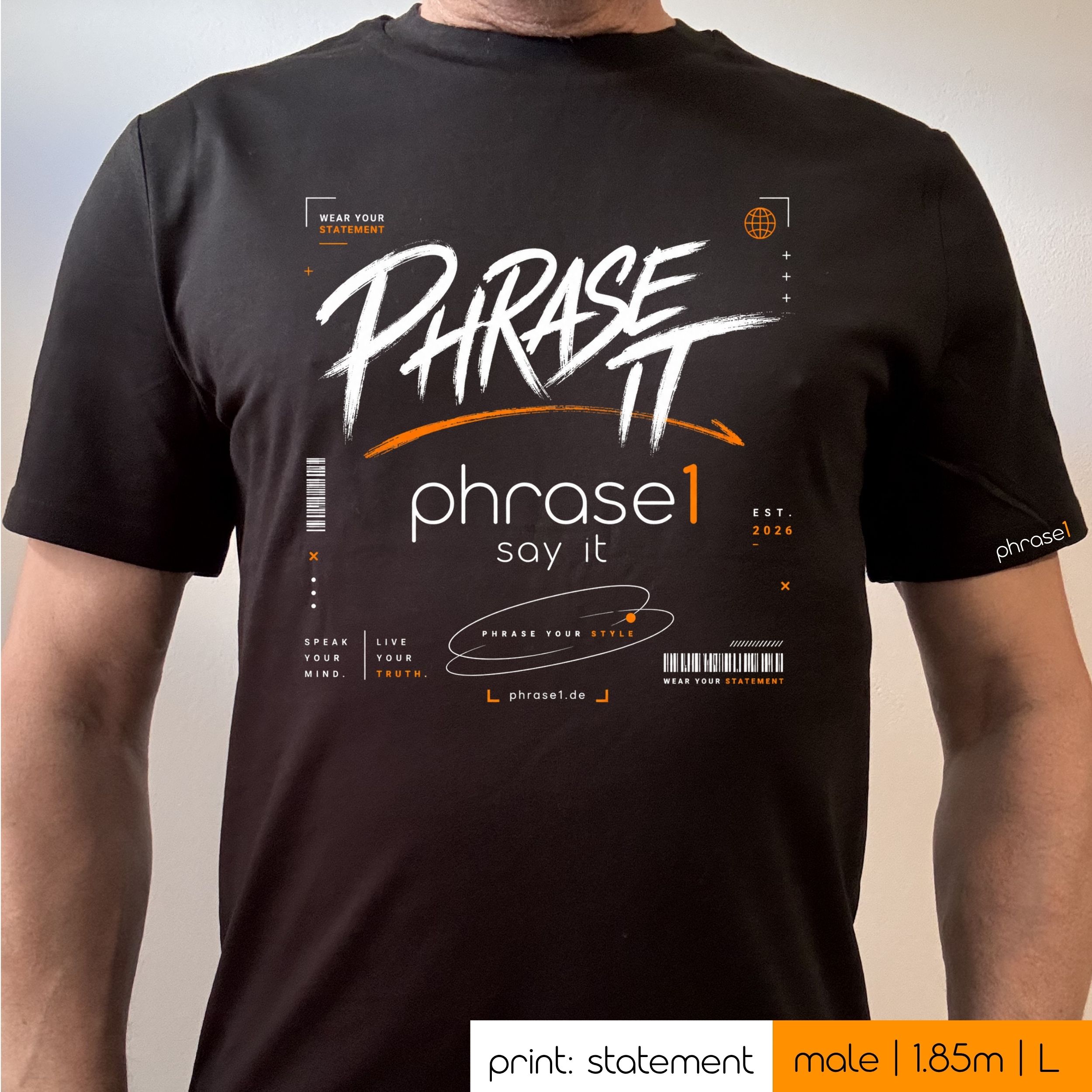 Premium T-Shirt mit Visual "p1 streetwear - phrase it" Premium T-Shirt mit Visual "p1 streetwear - phrase it"