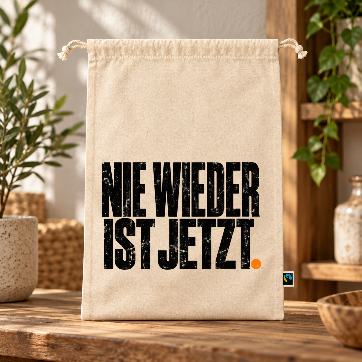 Zuziehbeutel „Nie wieder ist jetzt.“ Zuziehbeutel „Nie wieder ist jetzt.“