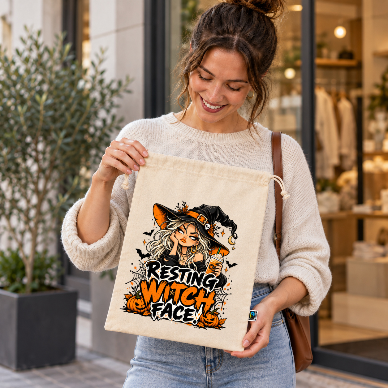 Zuziehbeutel „resting witch face.“ Zuziehbeutel „resting witch face.“