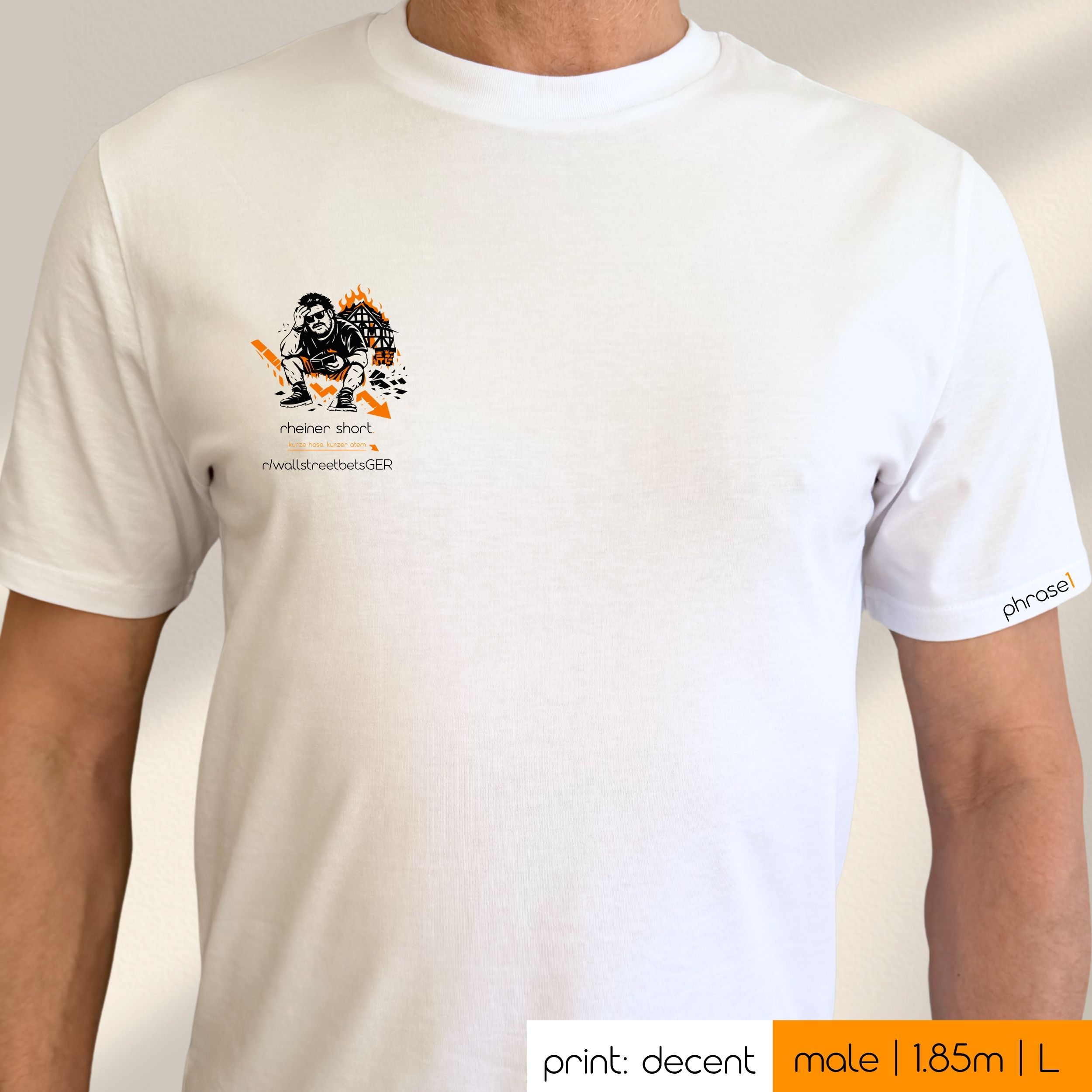 Premium T-Shirt mit Spruch "rheiner short." und Visual Rainer Winkler Premium T-Shirt mit Spruch "rheiner short." und Visual Rainer Winkler
