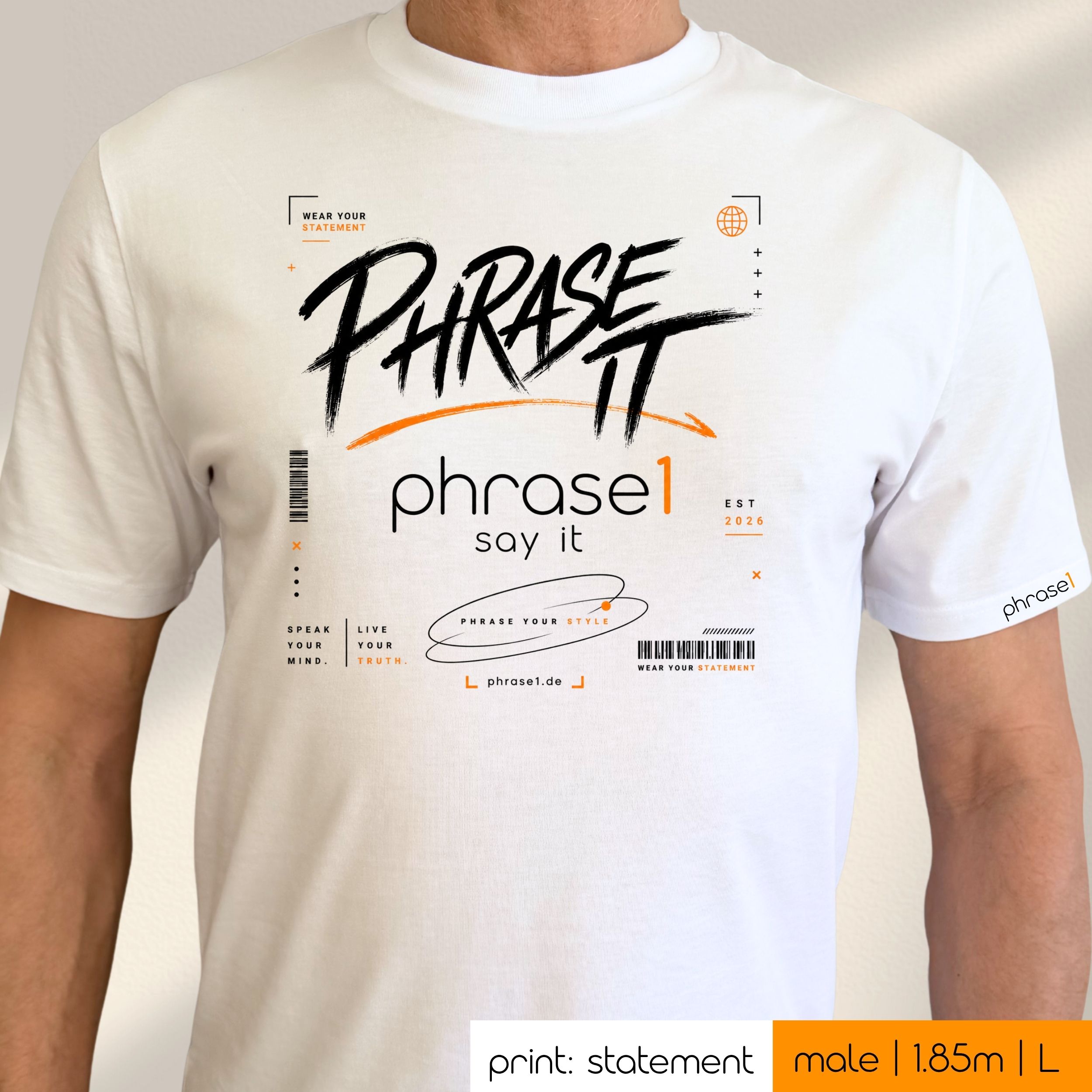 Premium T-Shirt mit Visual "p1 streetwear - phrase it" Premium T-Shirt mit Visual "p1 streetwear - phrase it"