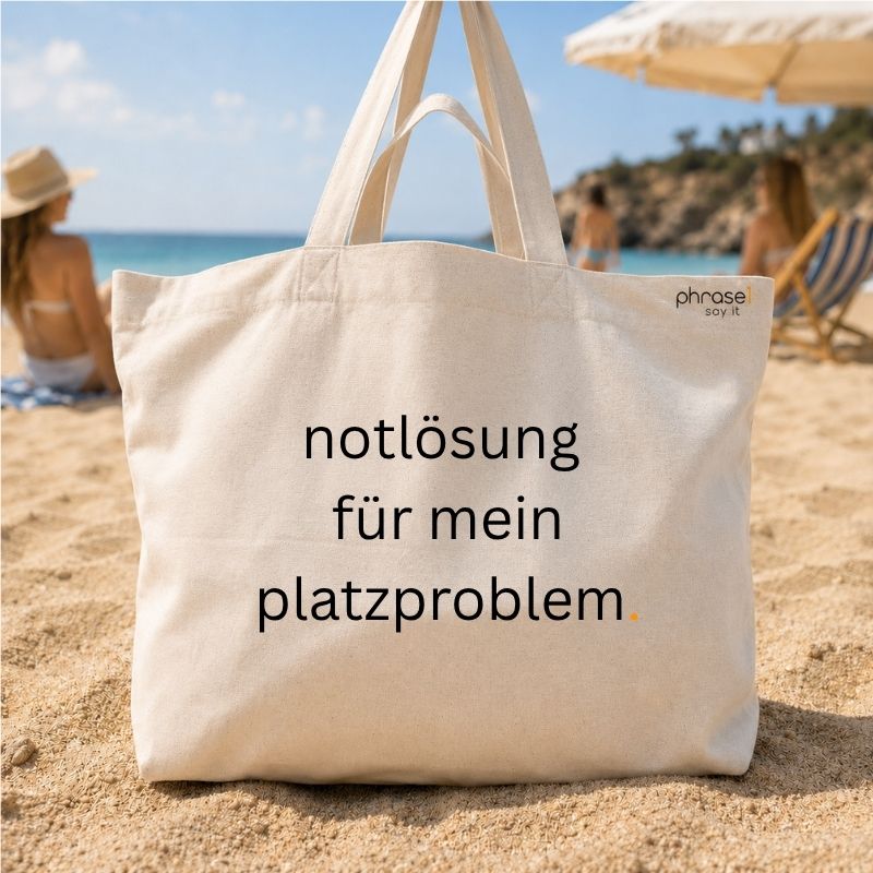 Premium Shopper mit Spruch „notlösung für mein platzproblem."
