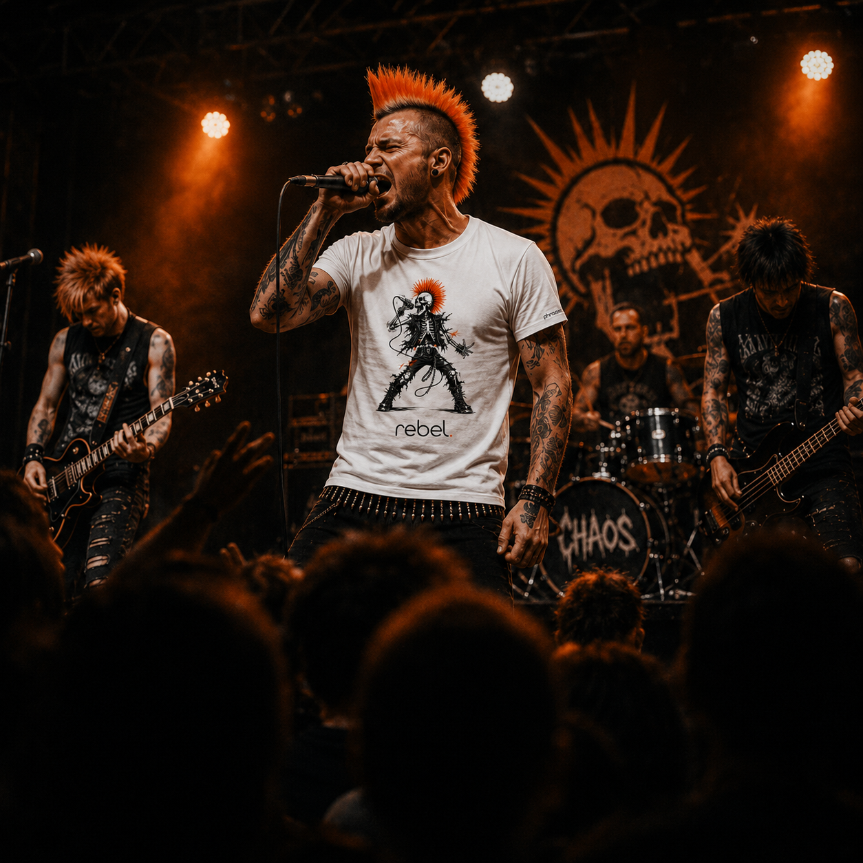 Premium T-Shirt mit Visual "Punk rebel singing!