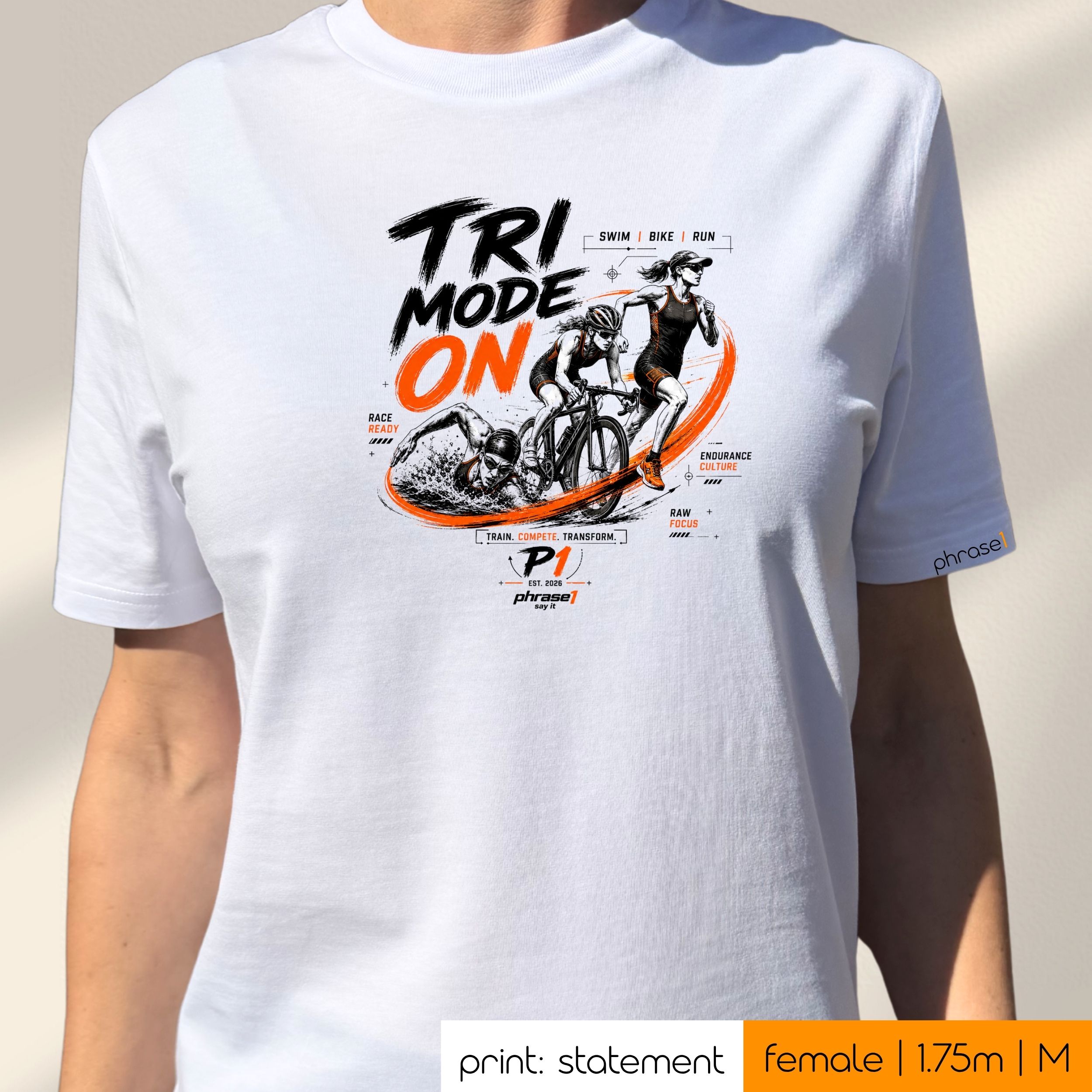 Premium T-Shirt mit Visual "TRI MODE ON" (Triathlon Edition) Premium T-Shirt mit Visual "TRI MODE ON" (Triathlon Edition)