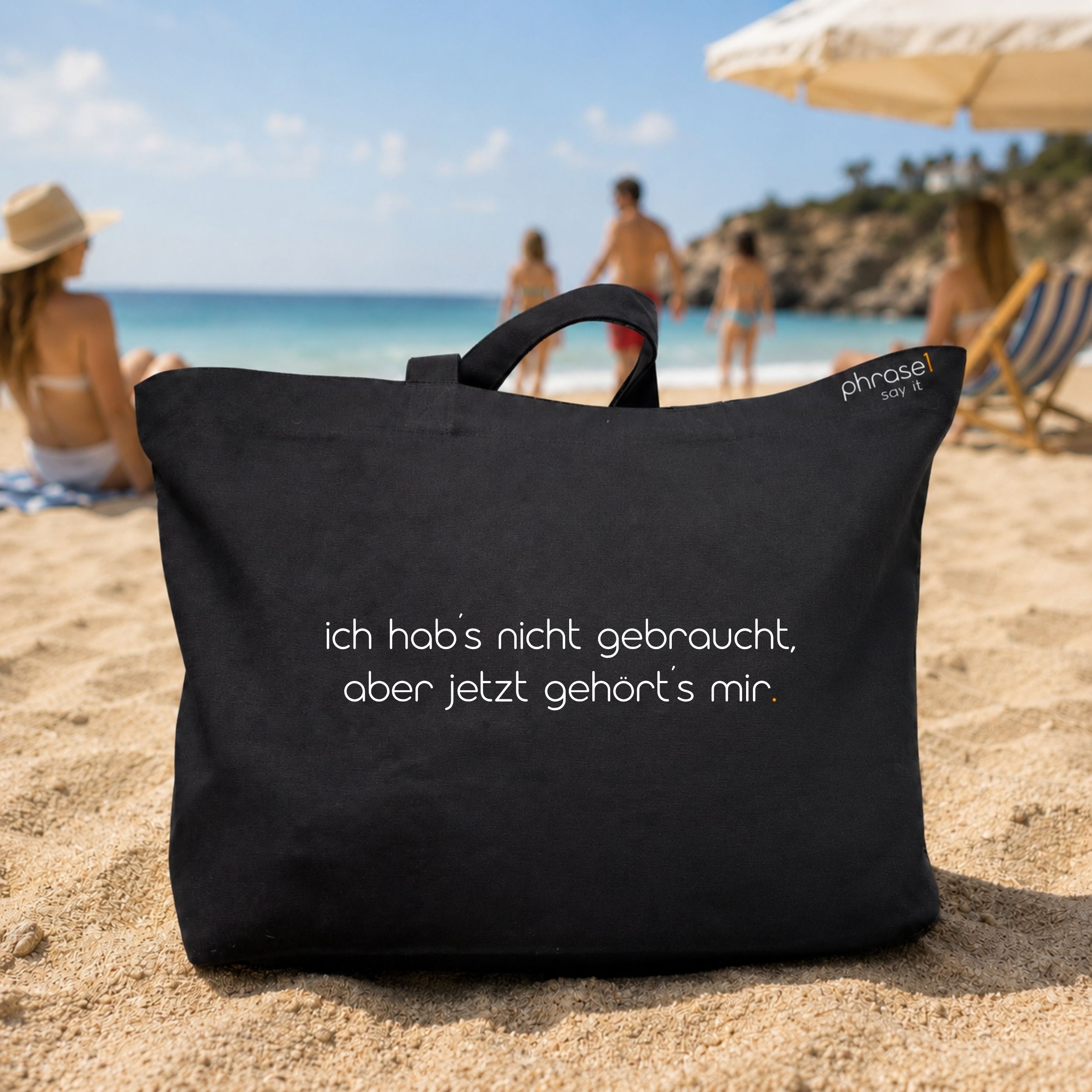 Premium Shopper mit Spruch „ich hab’s nicht gebraucht, aber jetzt gehört’s mir.“