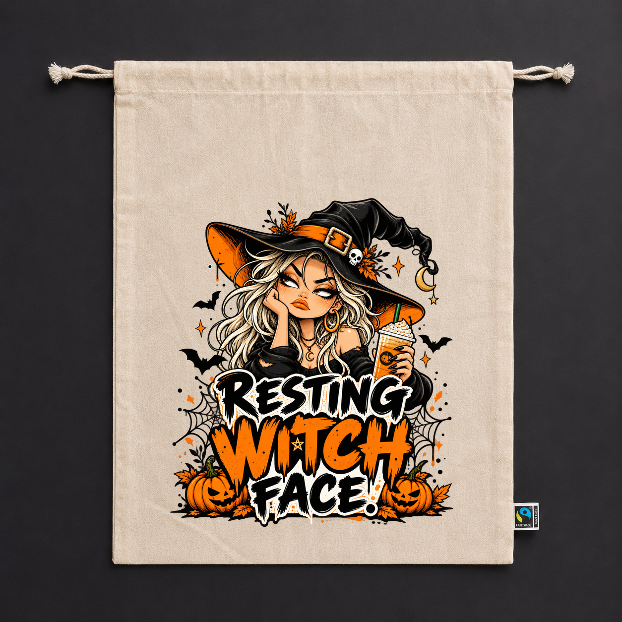 Zuziehbeutel „resting witch face.“ Zuziehbeutel „resting witch face.“