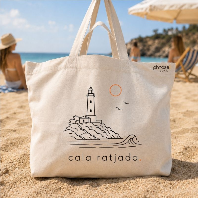 Premium Shopper mit Spruch „cala ratjada.“ und Visual