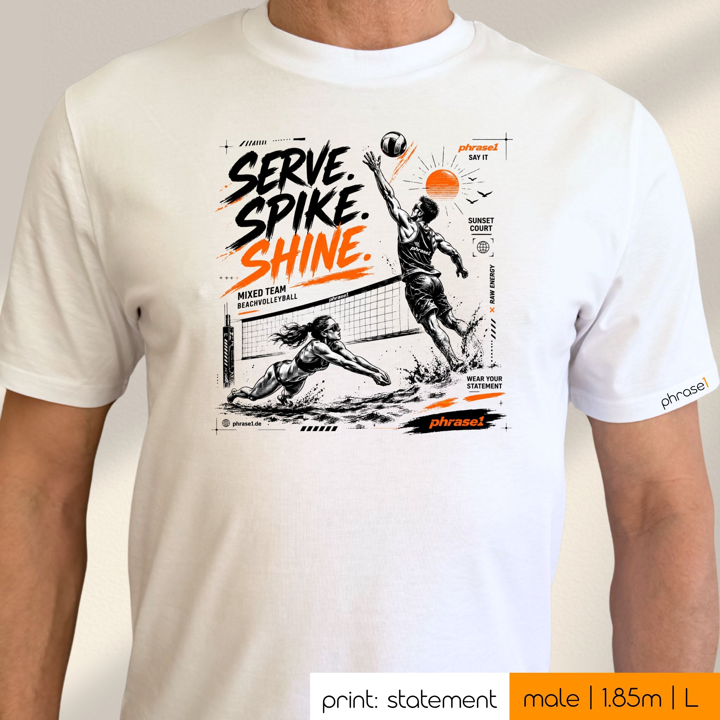 Premium T-Shirt mit Visual "p1 urban sporstwear - sand court energy." Premium T-Shirt mit Visual "p1 urban sporstwear - sand court energy."