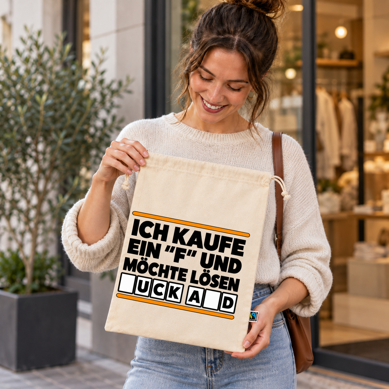 Zuziehbeutel „ich kaufe ein F und möchte lösen.“ Zuziehbeutel „ich kaufe ein F und möchte lösen.“