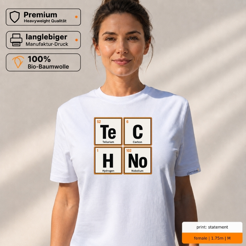 Premium T-Shirt mit „TECHNO“ Periodensystem-Motiv Premium T-Shirt mit „TECHNO“ Periodensystem-Motiv