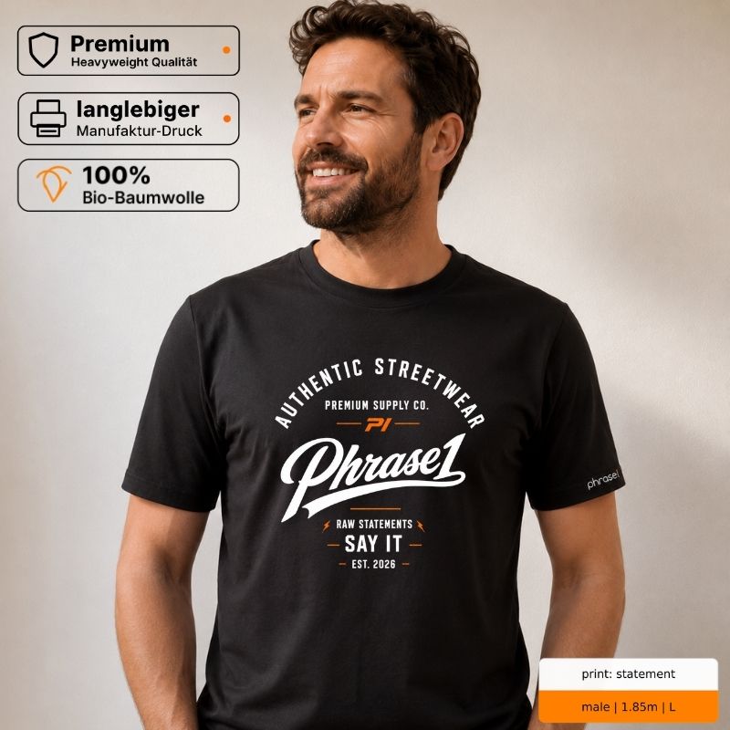 Premium T-Shirt mit Phrase1 Authentic Streetwear Motiv