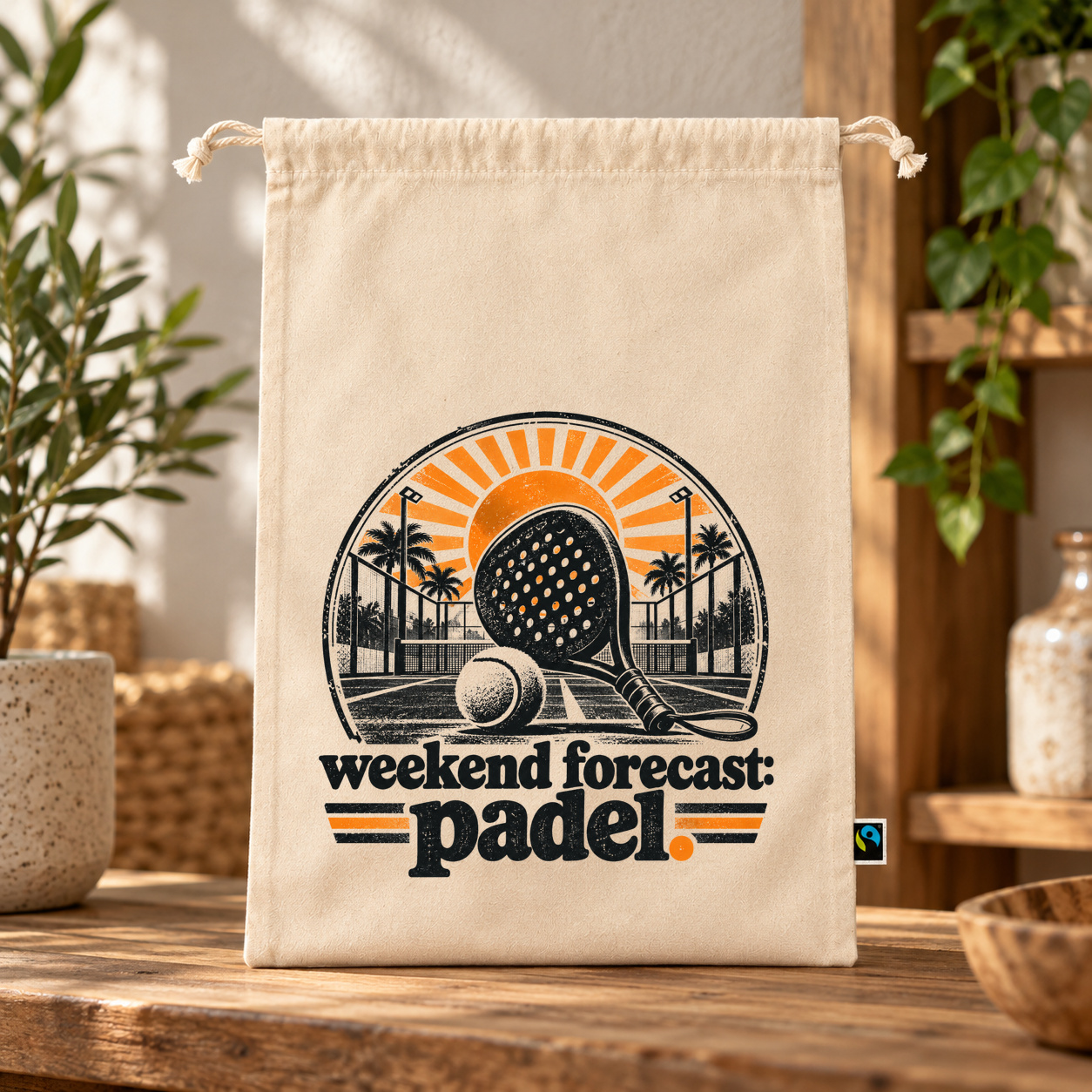 Zuziehbeutel „weekend forecast: padel.“ Zuziehbeutel „weekend forecast: padel.“