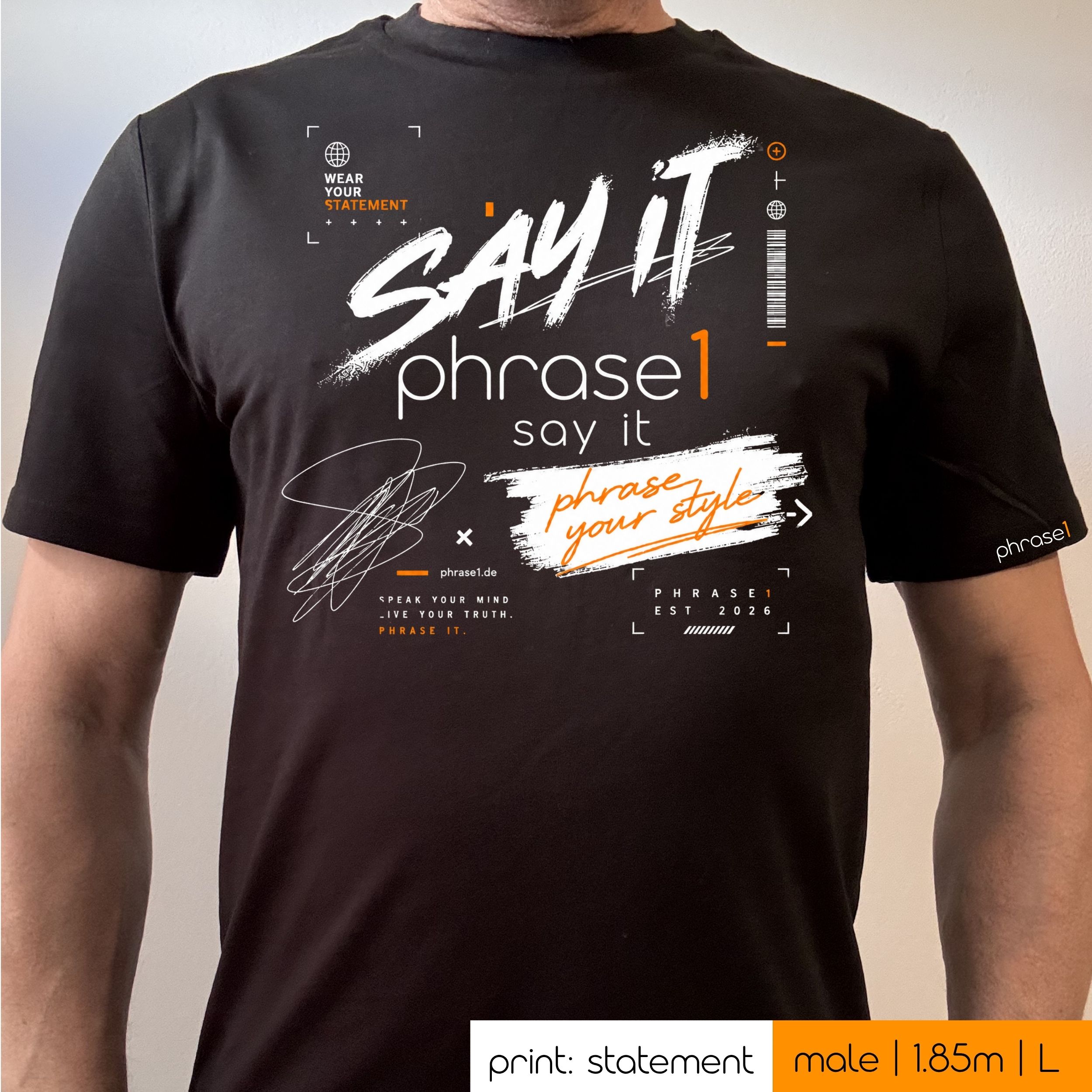 Premium T-Shirt mit Visual "p1 streetwear - say it" Premium T-Shirt mit Visual "p1 streetwear - say it"