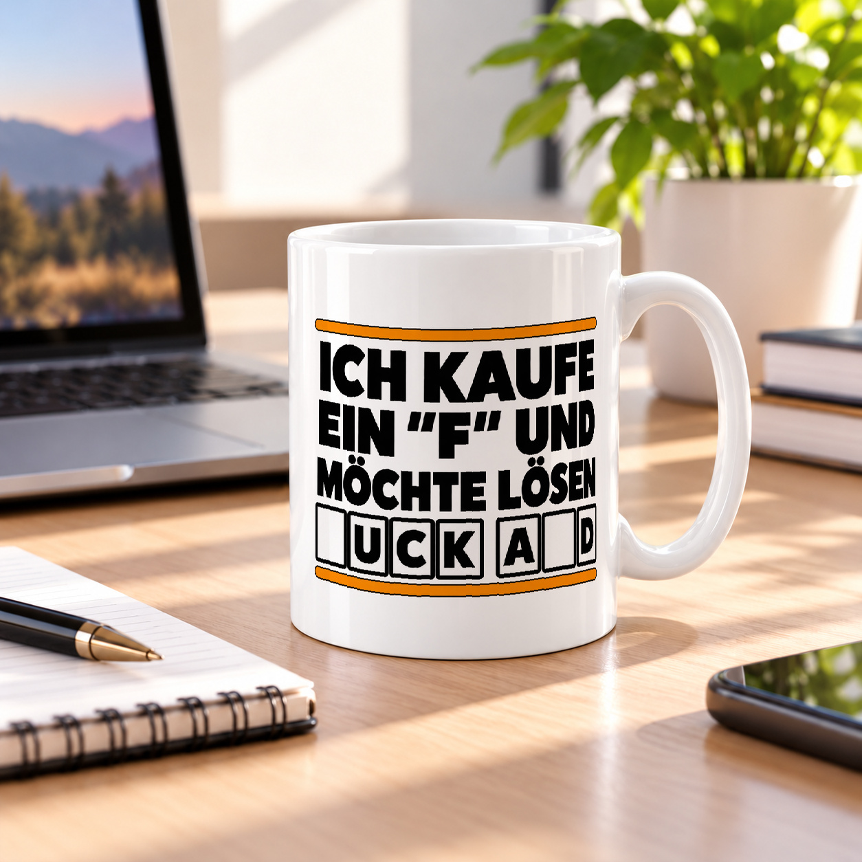Tasse „ich kaufe ein F und möchte lösen.“ Tasse „ich kaufe ein F und möchte lösen.“