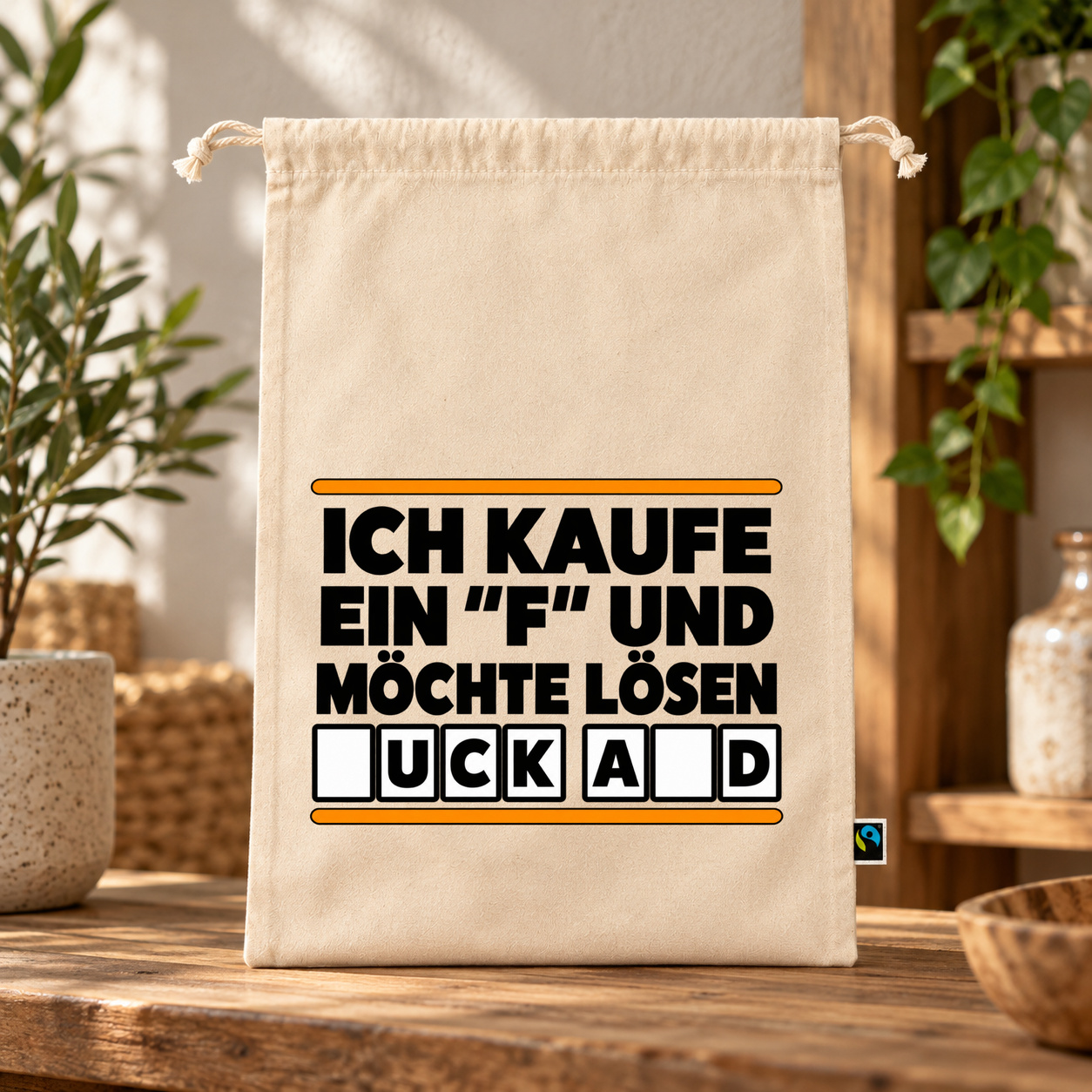 Zuziehbeutel „ich kaufe ein F und möchte lösen.“