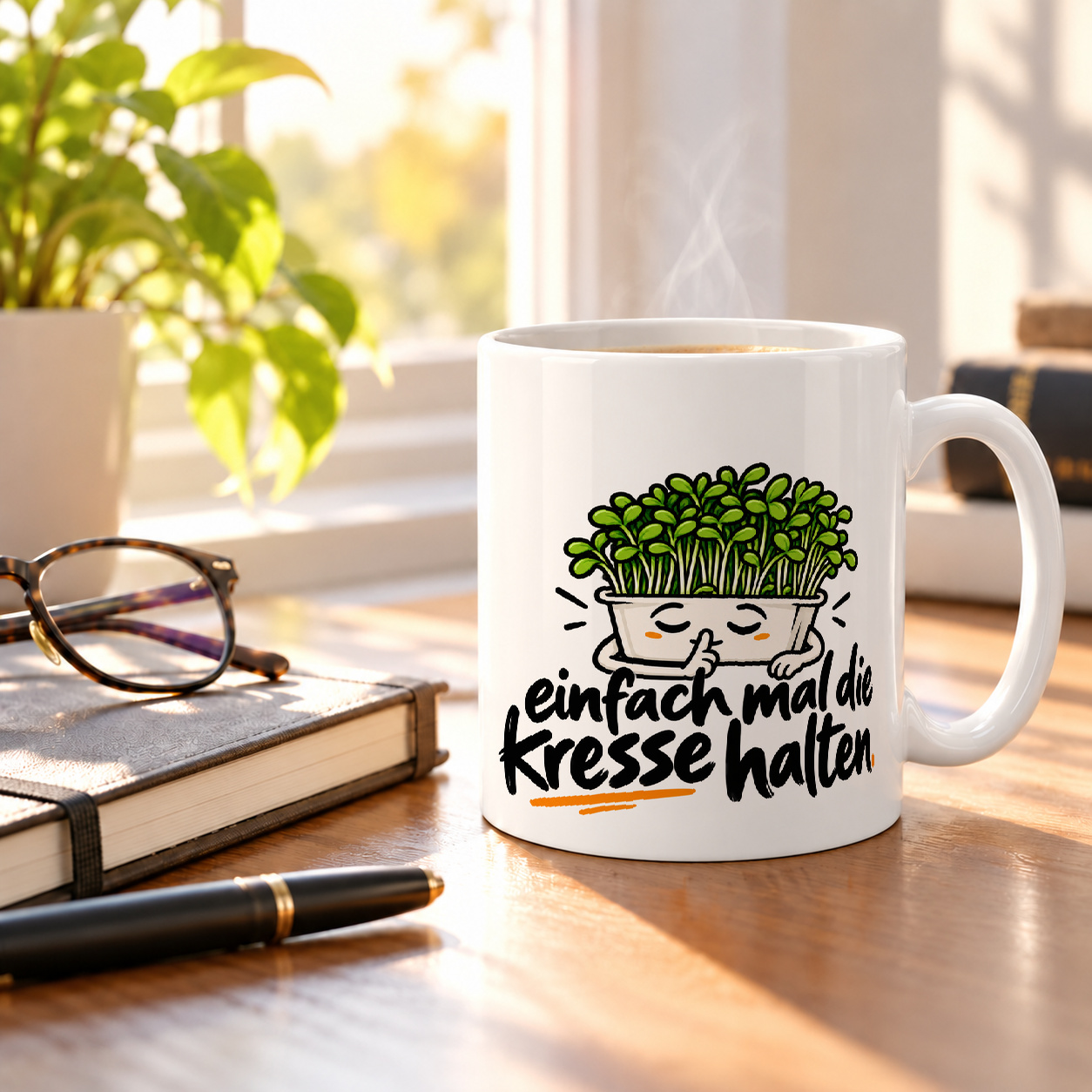 Tasse „einfach mal die Kresse halten.“
