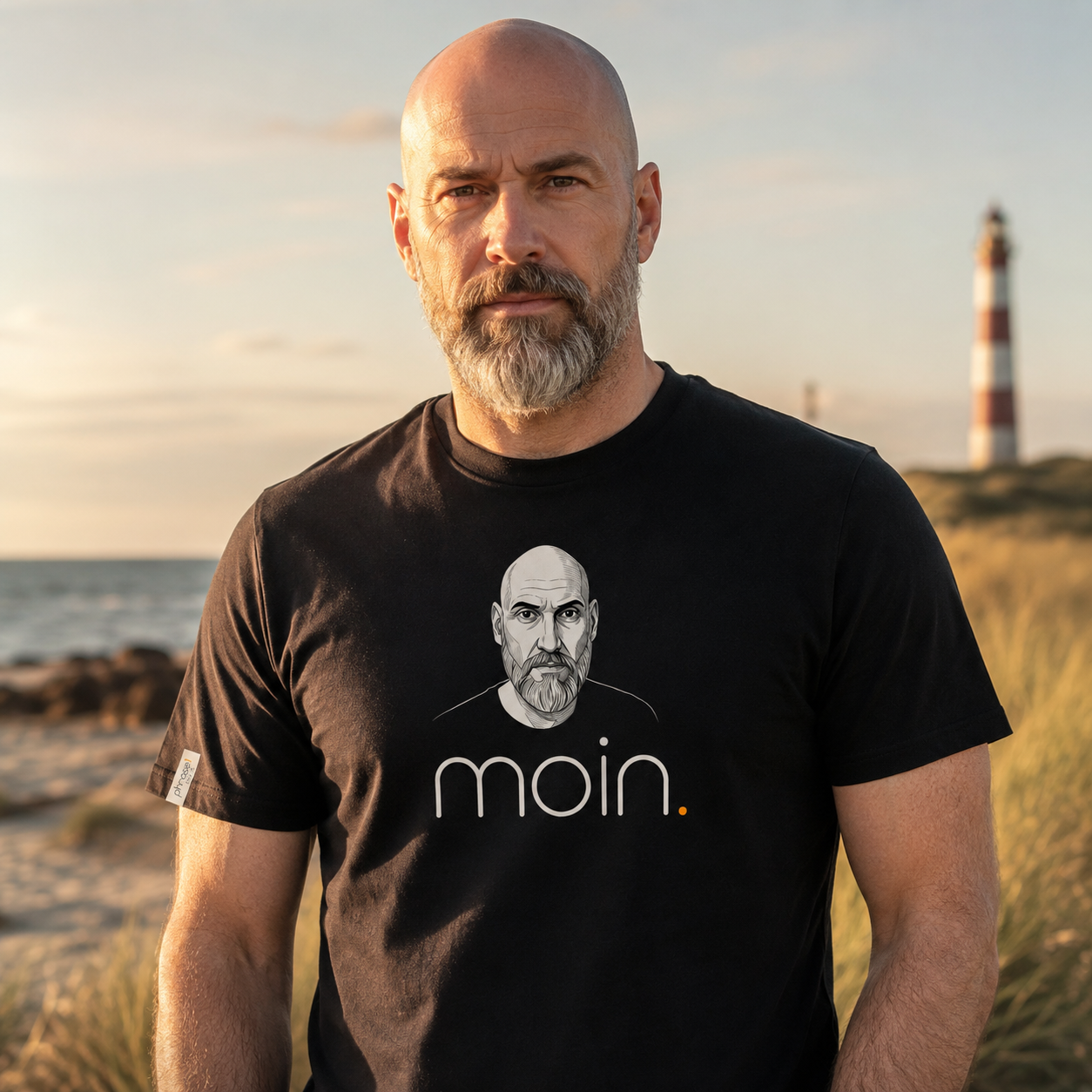 Premium T-Shirt mit Spruch "moin." und Visual nordic man Premium T-Shirt mit Spruch "moin." und Visual nordic man