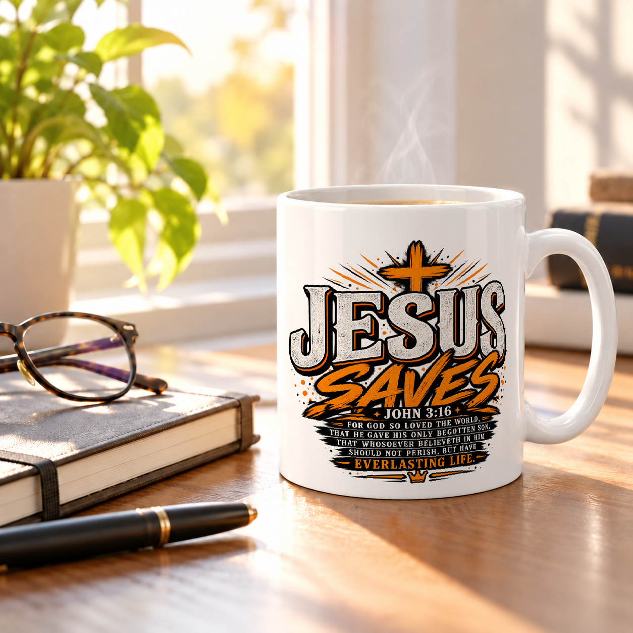 Tasse „Jesus Saves – John 3:16.“ Tasse „Jesus Saves – John 3:16.“