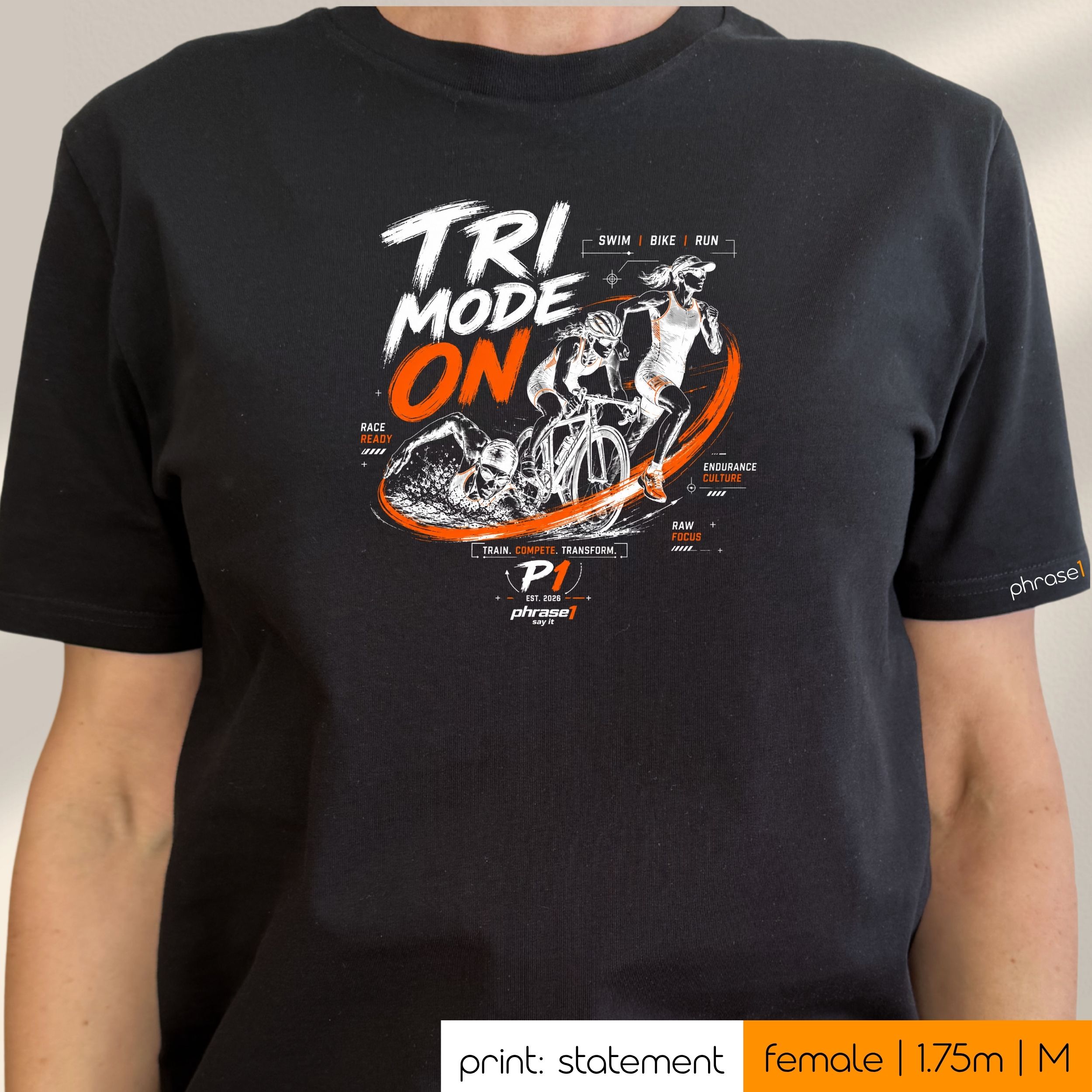 Premium T-Shirt mit Visual "TRI MODE ON" (Triathlon Edition) Premium T-Shirt mit Visual "TRI MODE ON" (Triathlon Edition)