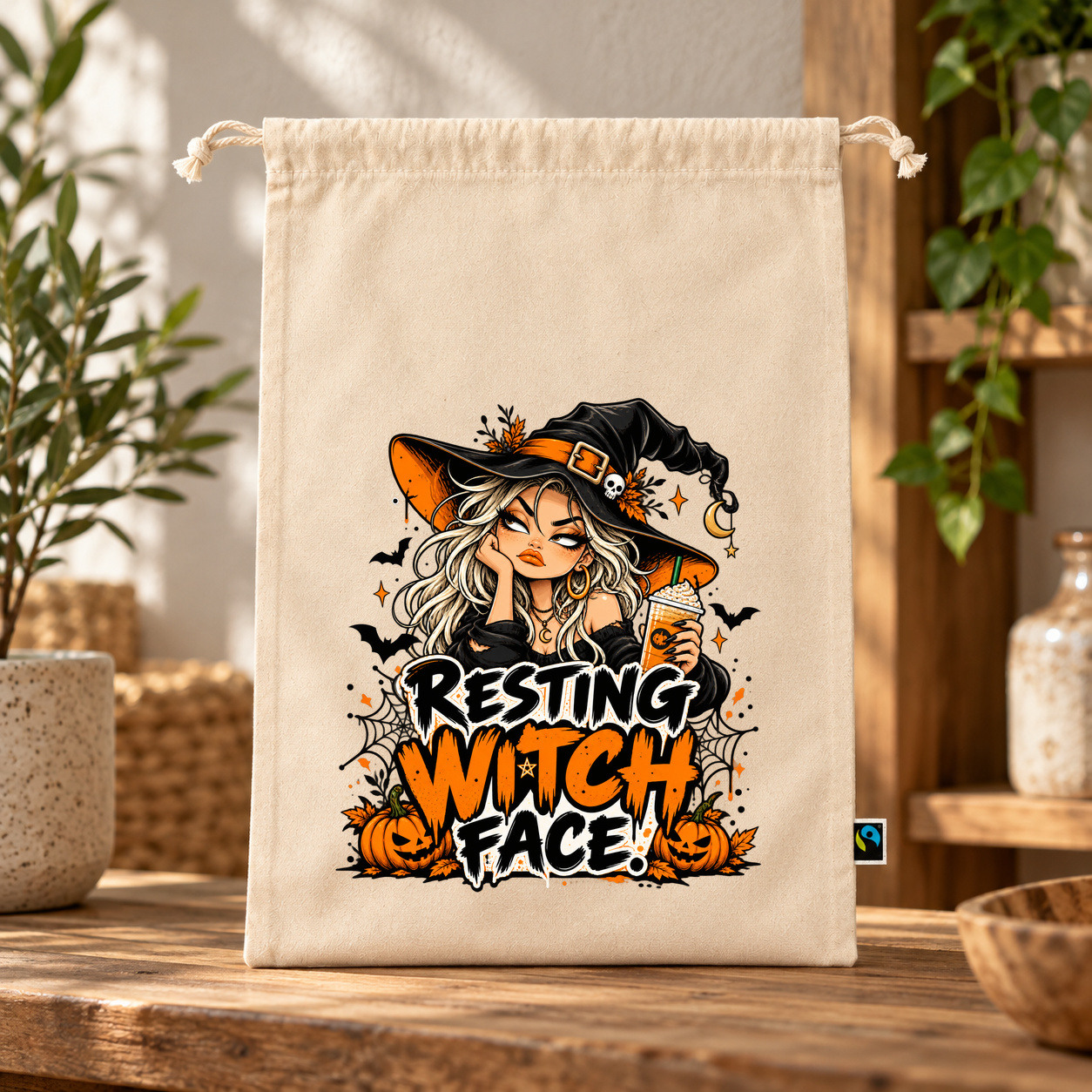 Zuziehbeutel „resting witch face.“ Zuziehbeutel „resting witch face.“