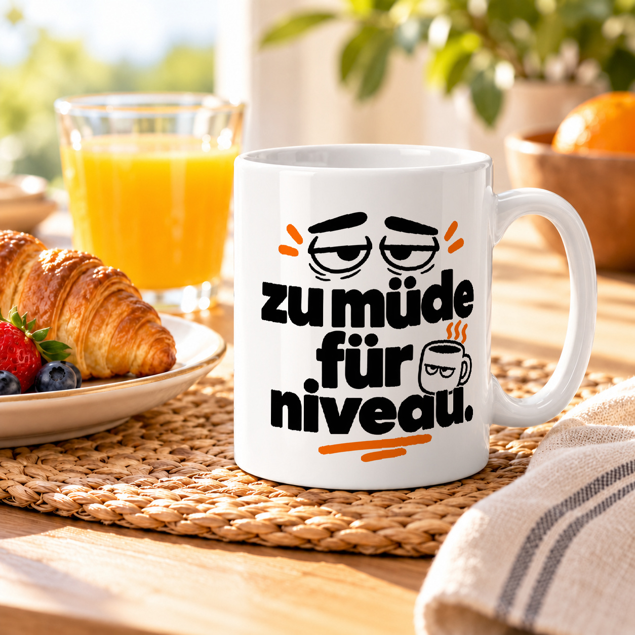 Tasse „zu müde für niveau.“