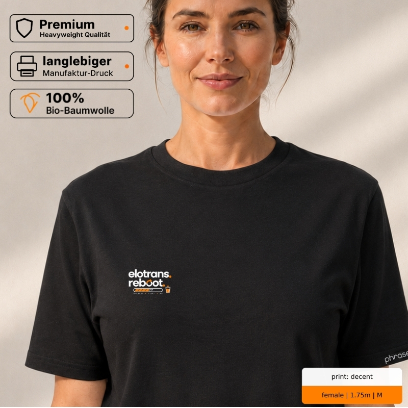 Premium T-Shirt mit „elotrans. reboot.“ Statement Premium T-Shirt mit „elotrans. reboot.“ Statement