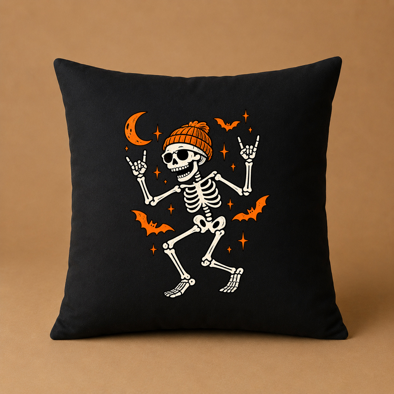 Kissenhülle „Halloween Skelett mit Mütze.“