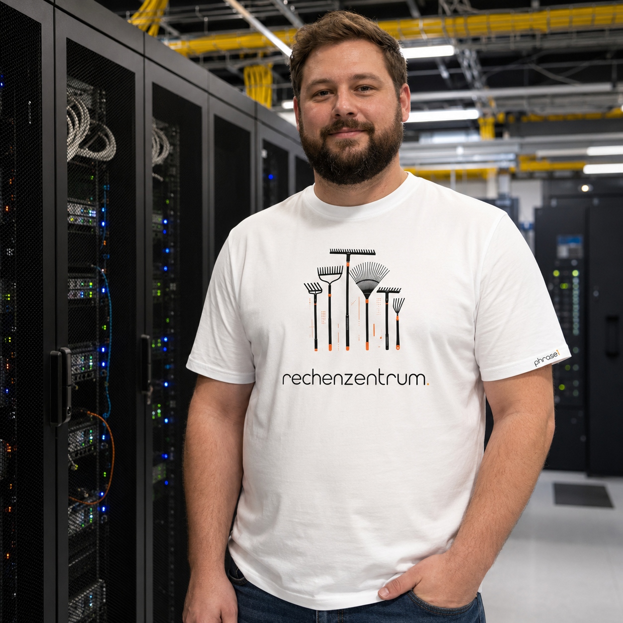 Premium T-Shirt mit Spruch "rechenzentrum." und Visual Rechen