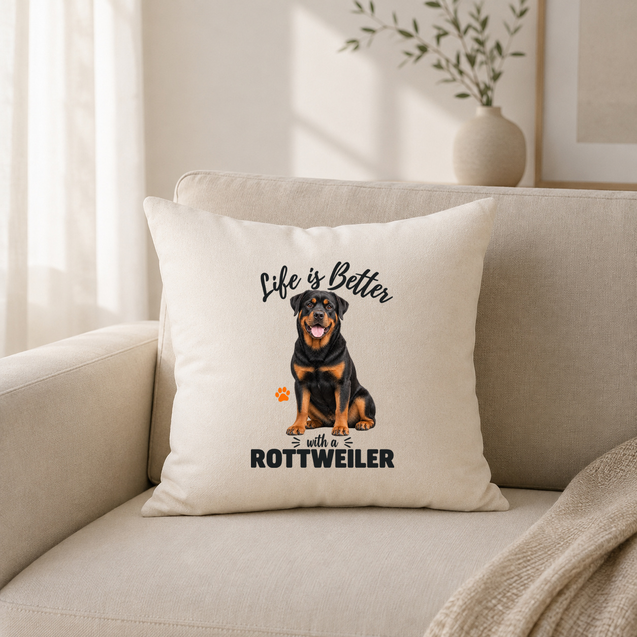Life is Better with a Rottweiler – Kissenhülle