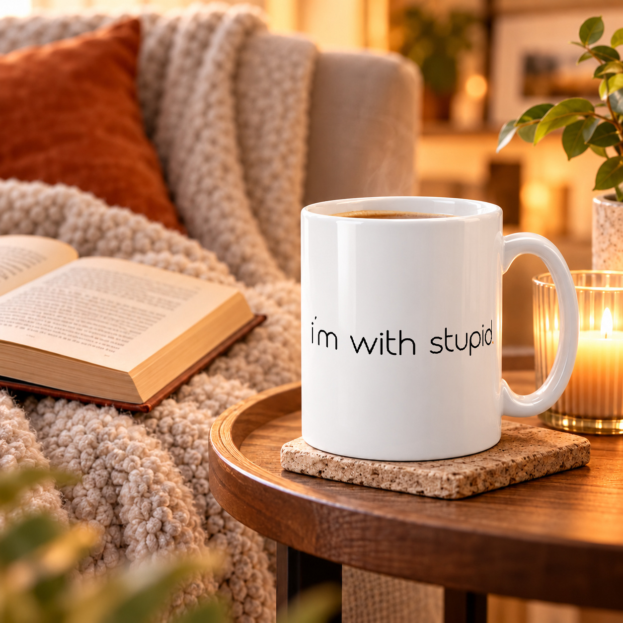Tasse „I'm with stupid“