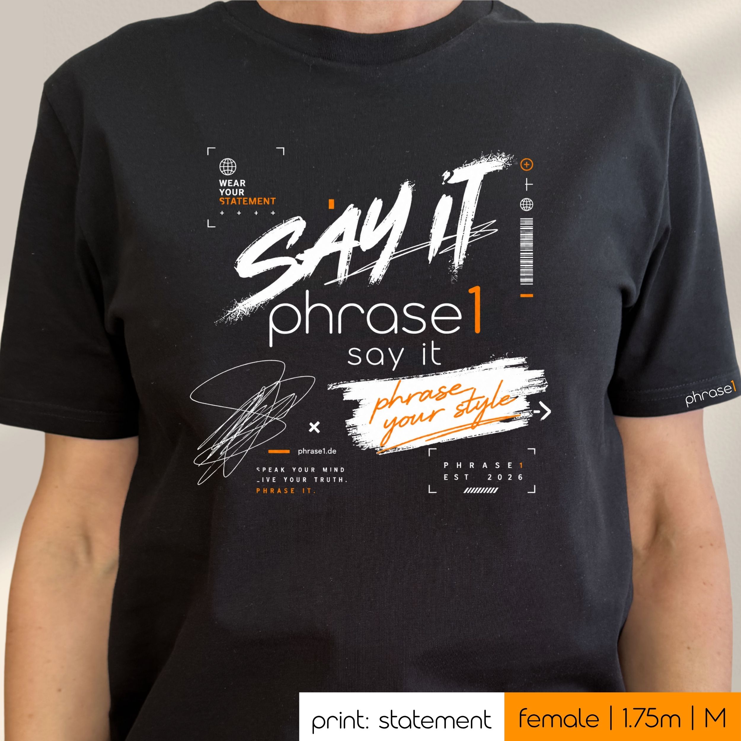 Premium T-Shirt mit Visual "p1 streetwear - say it" Premium T-Shirt mit Visual "p1 streetwear - say it"
