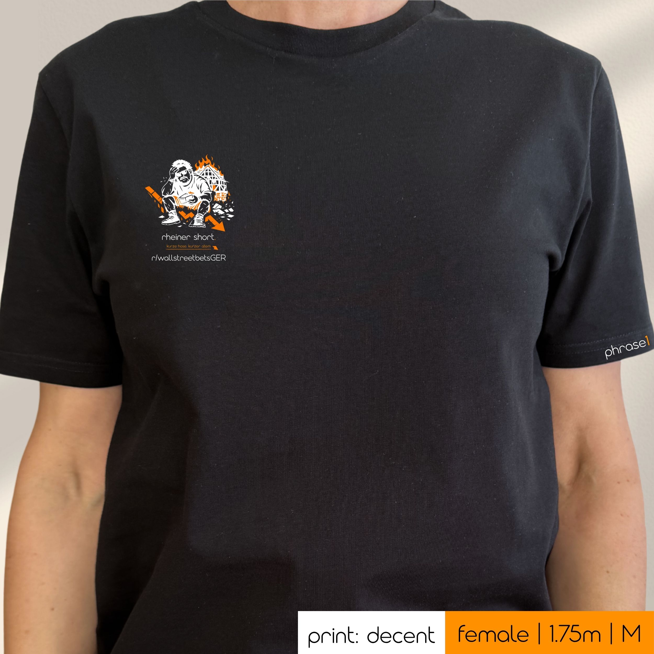 Premium T-Shirt mit Spruch "rheiner short." und Visual Rainer Winkler Premium T-Shirt mit Spruch "rheiner short." und Visual Rainer Winkler