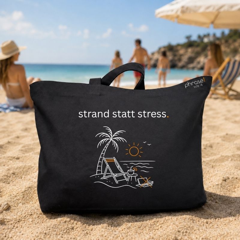 Premium Shopper mit Spruch „strand statt stress."