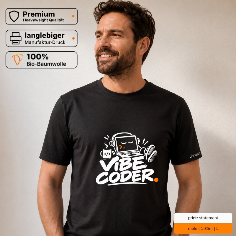 Premium T-Shirt "Coder mit Laptop"