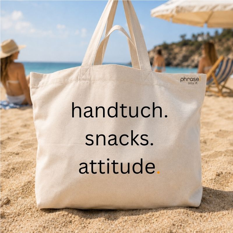 Premium Shopper mit Spruch "handtuch. snacks. attitude."