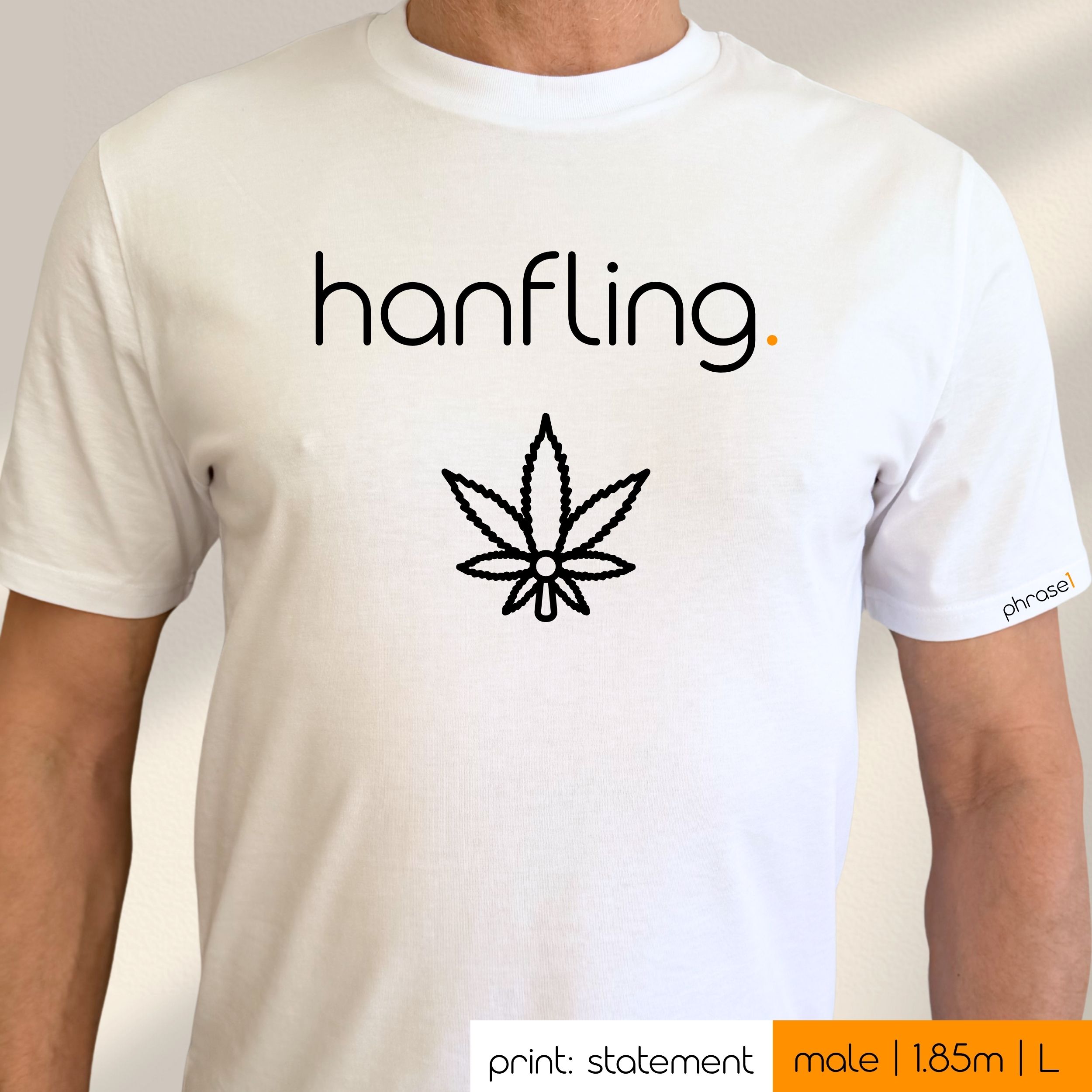 Premium T-Shirt mit Spruch „hanfling." mit Visual Cannabispflanze Premium T-Shirt mit Spruch „hanfling." mit Visual Cannabispflanze