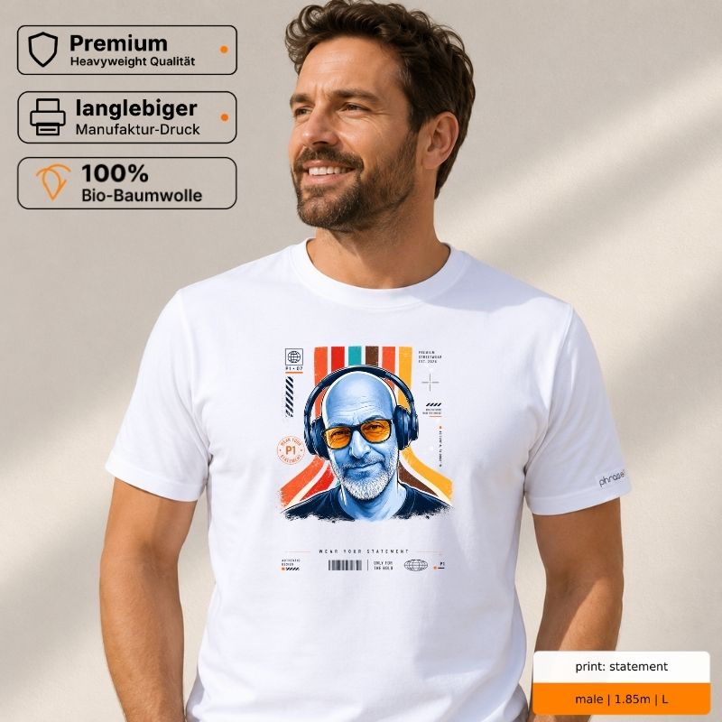 Premium T-Shirt mit Front- und Rückenprint „wear your statement / PHRASE1 Supply“