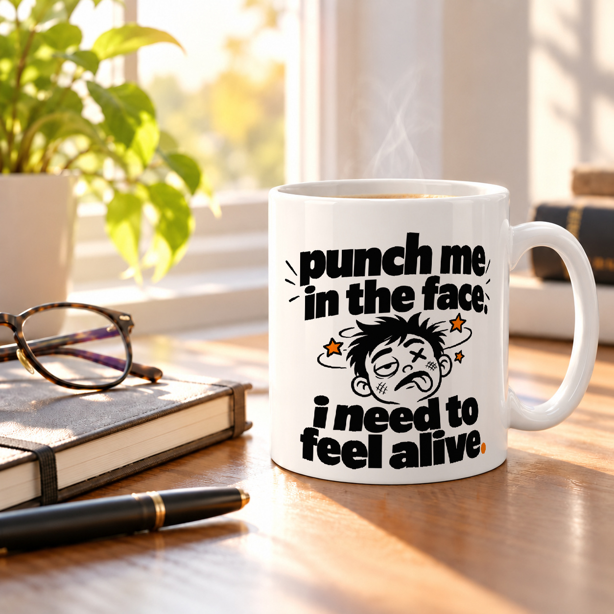 Tasse „punch me in the face. i need to feel alive.“ Tasse „punch me in the face. i need to feel alive.“