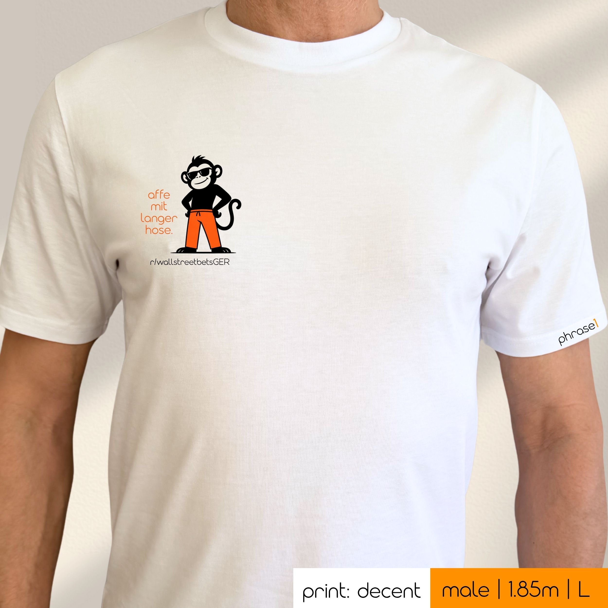 Premium T-Shirt mit Spruch "affe mit langer hose." und visual Affe Premium T-Shirt mit Spruch "affe mit langer hose." und visual Affe