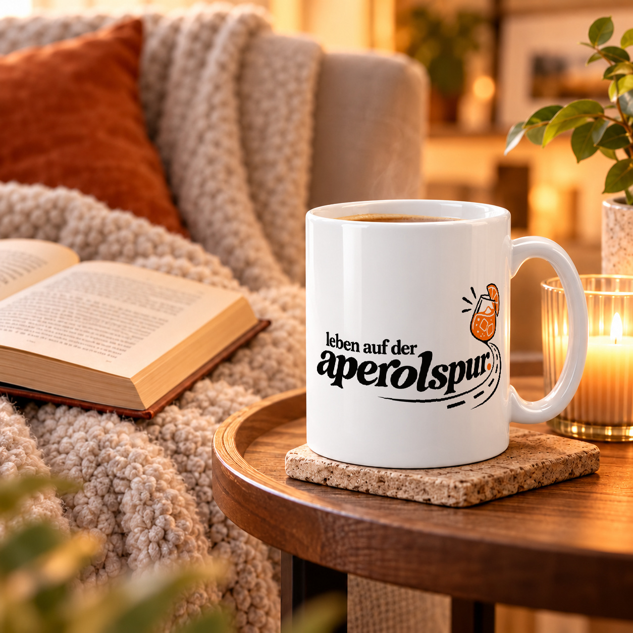 Tasse „leben auf der aperolspur.“ Tasse „leben auf der aperolspur.“