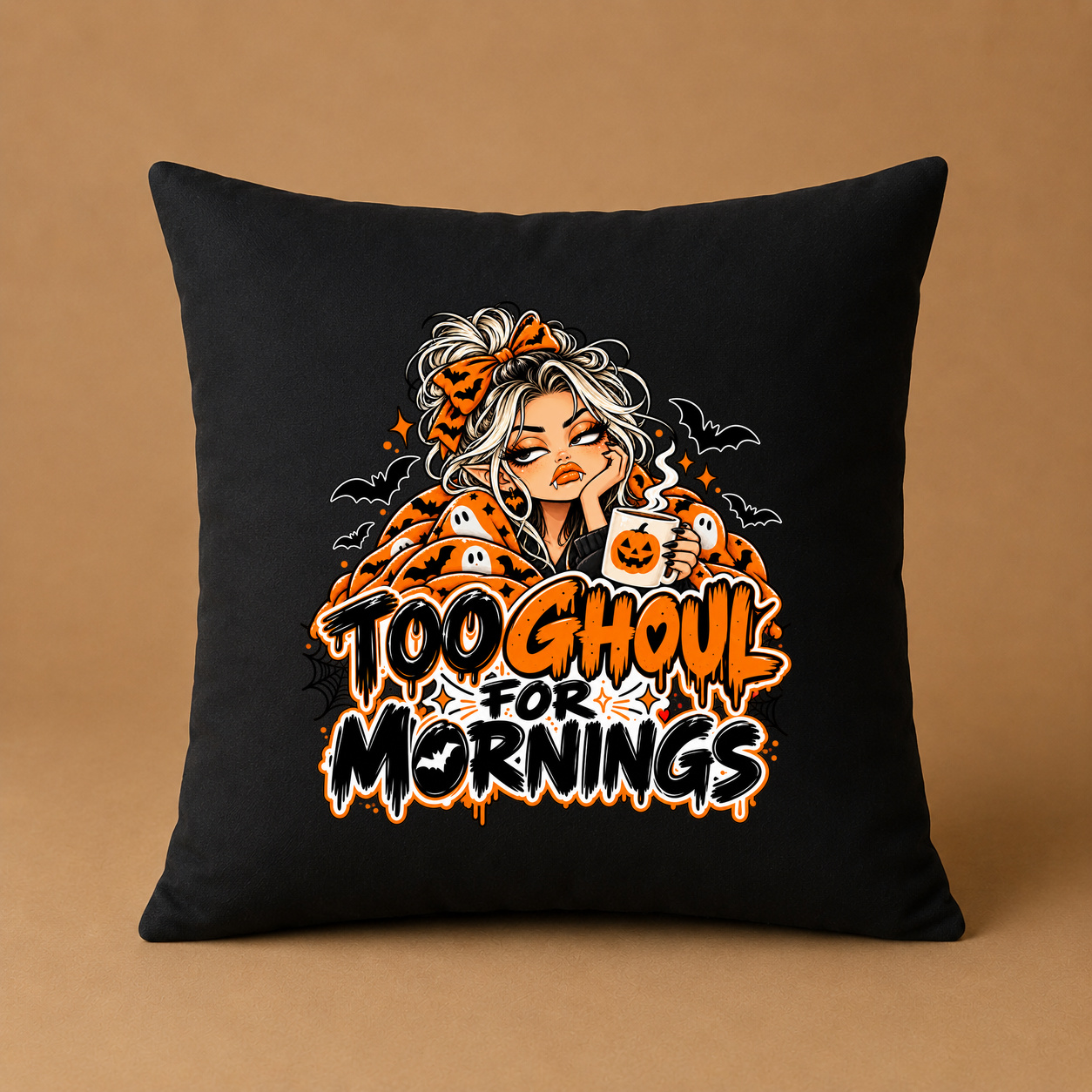 Kissenhülle „too ghoul for mornings.“