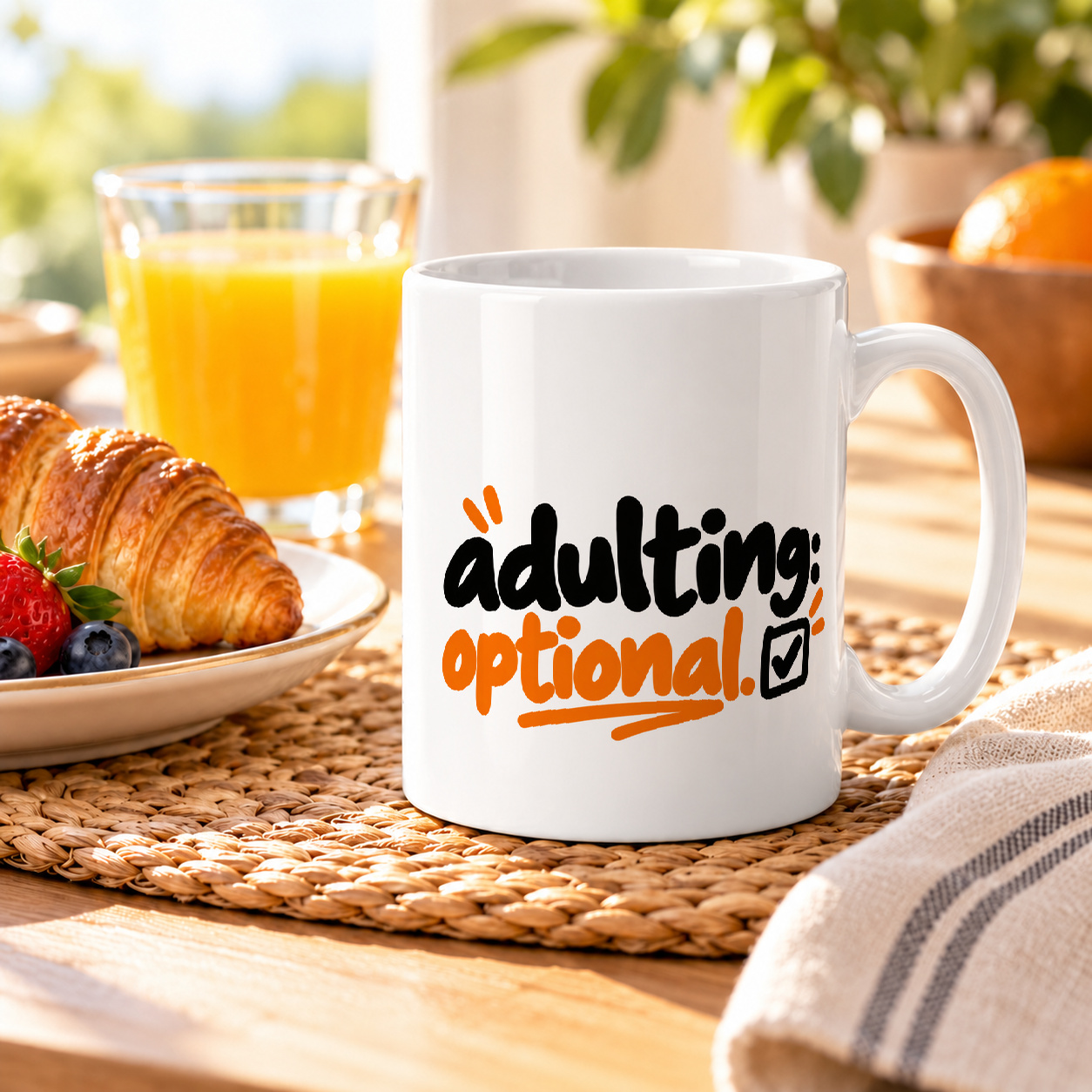 Tasse „adulting optional.“