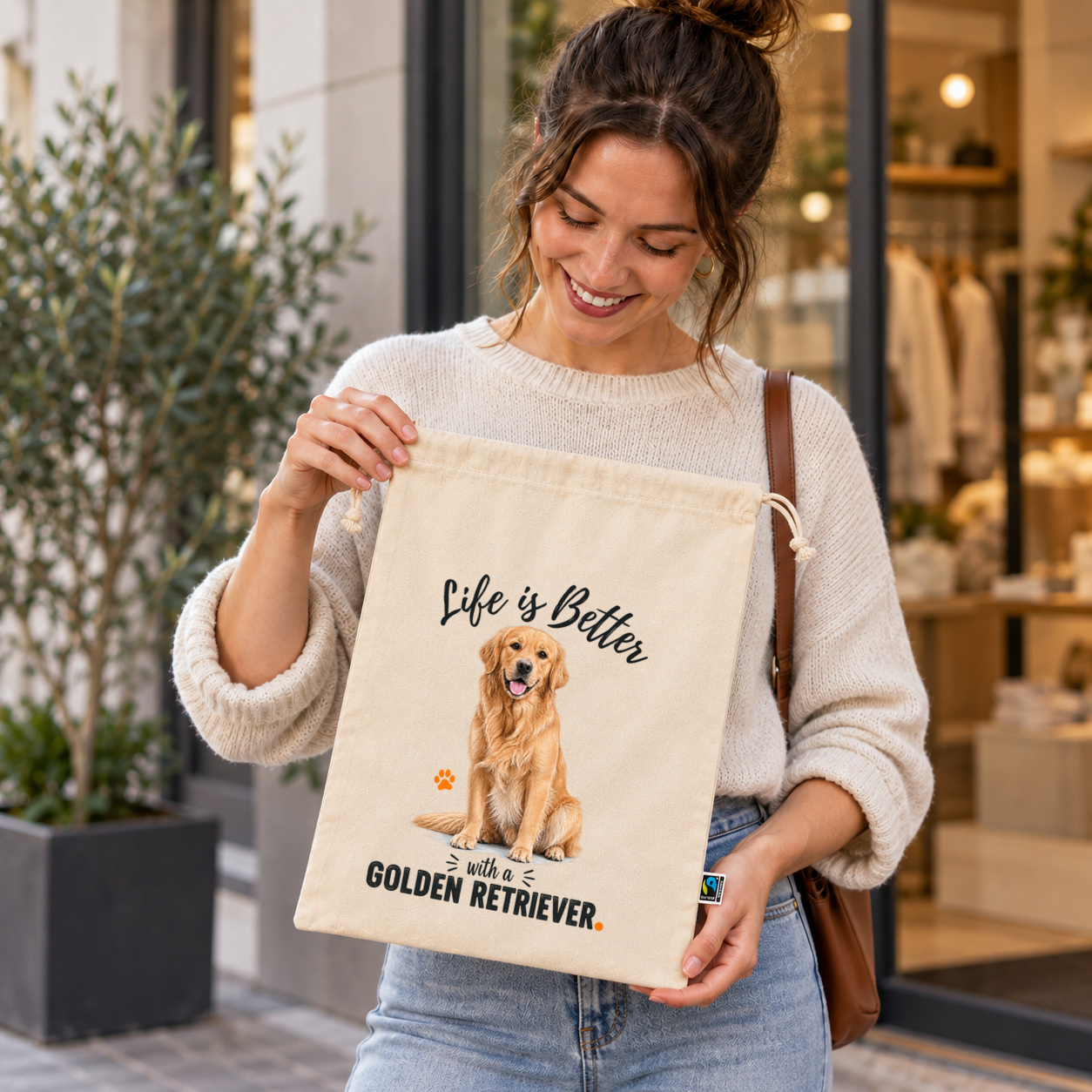 Life is Better with a Golden Retriever Zuziehbeutel