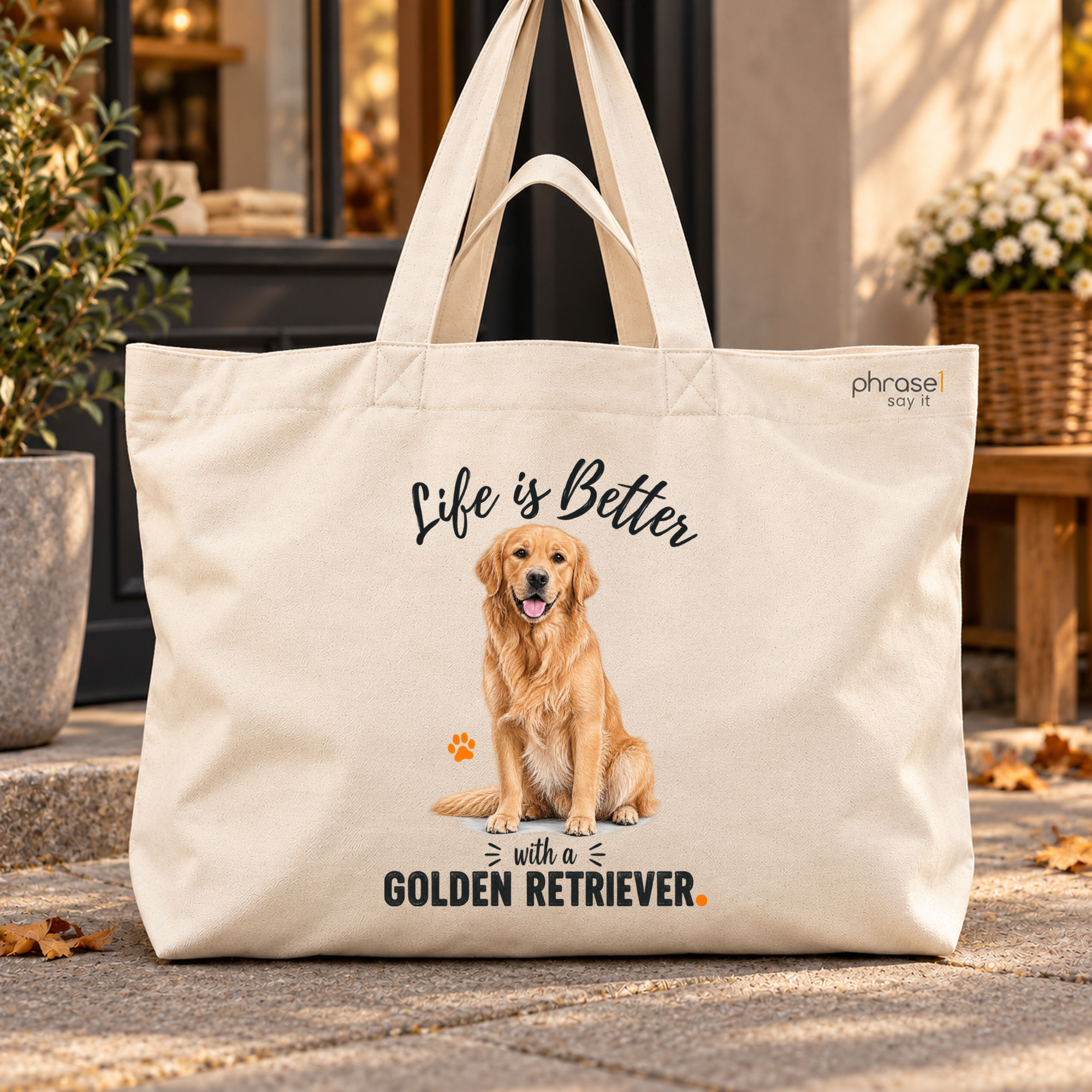 Life is Better with a Golden Retriever Big Shopper