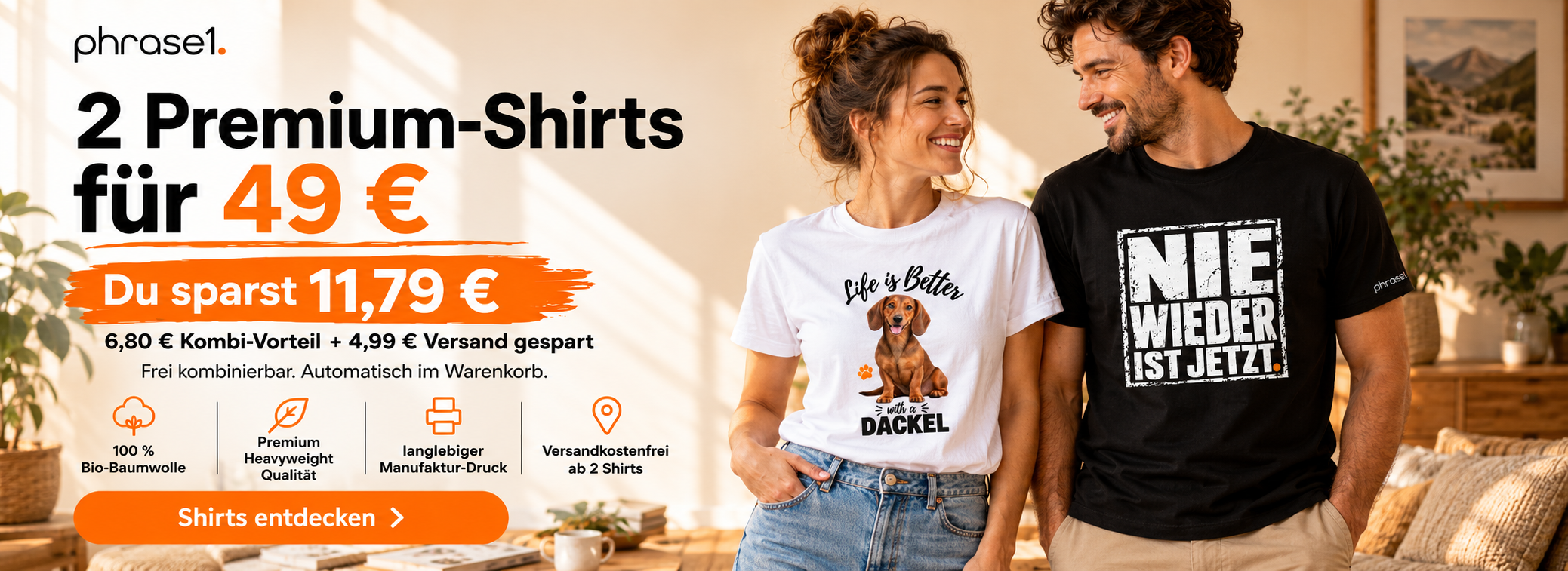 2 Premium-Shirts für 49 Euro – frei kombinierbar und versandkostenfrei