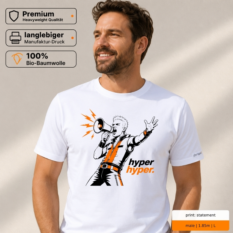 Premium T-Shirt „hyper hyper.“ mit 90s-Rave-Motiv