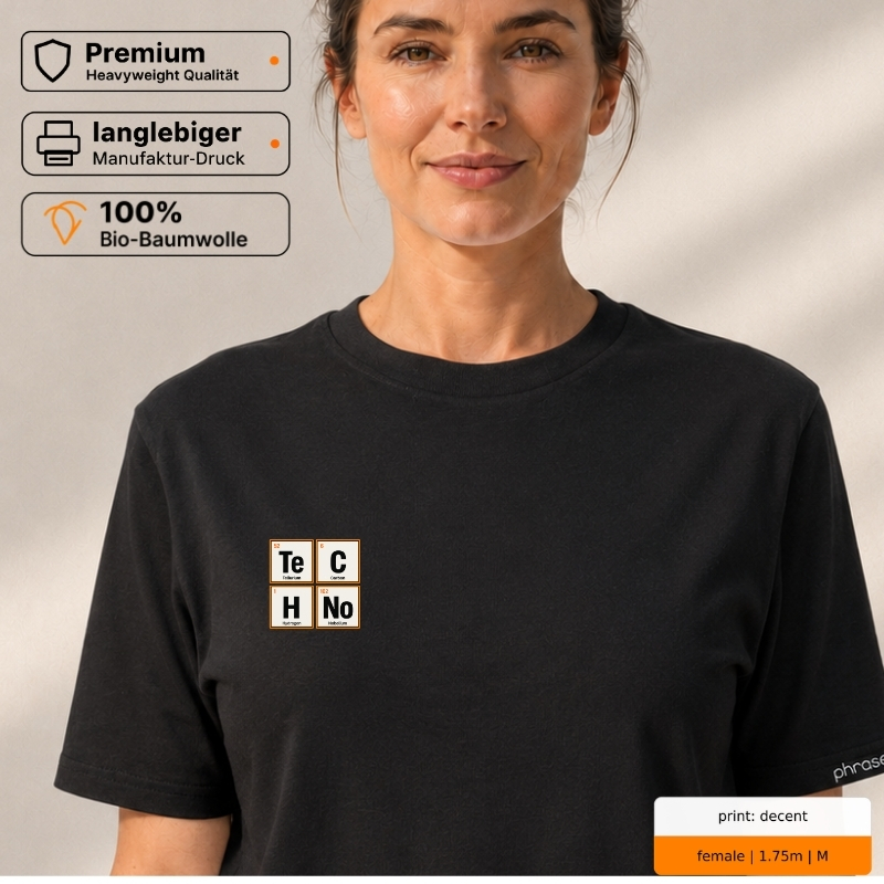 Premium T-Shirt mit „TECHNO“ Periodensystem-Motiv