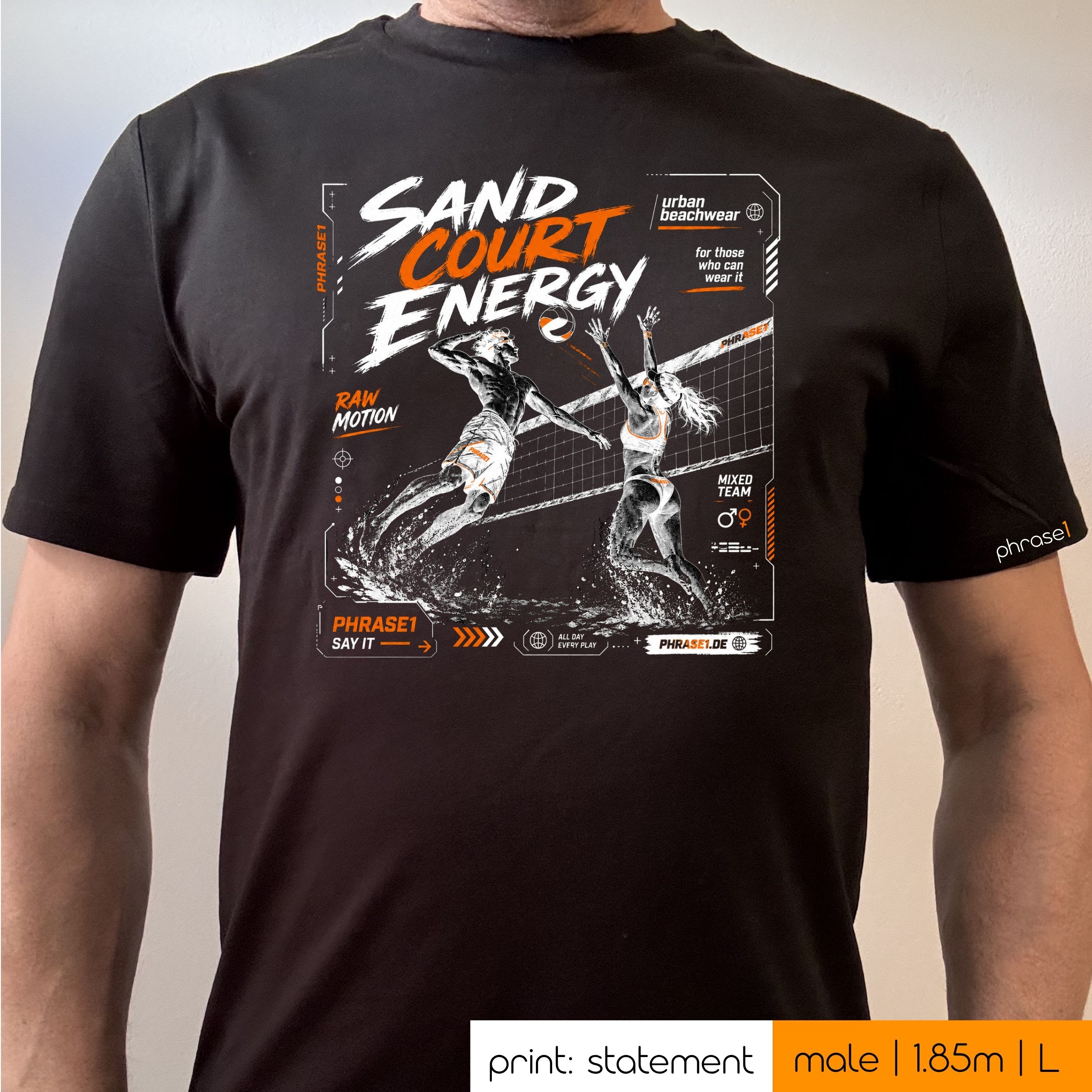Premium T-Shirt mit Visual "p1 urban sporstwear - sand court energy." Premium T-Shirt mit Visual "p1 urban sporstwear - sand court energy."