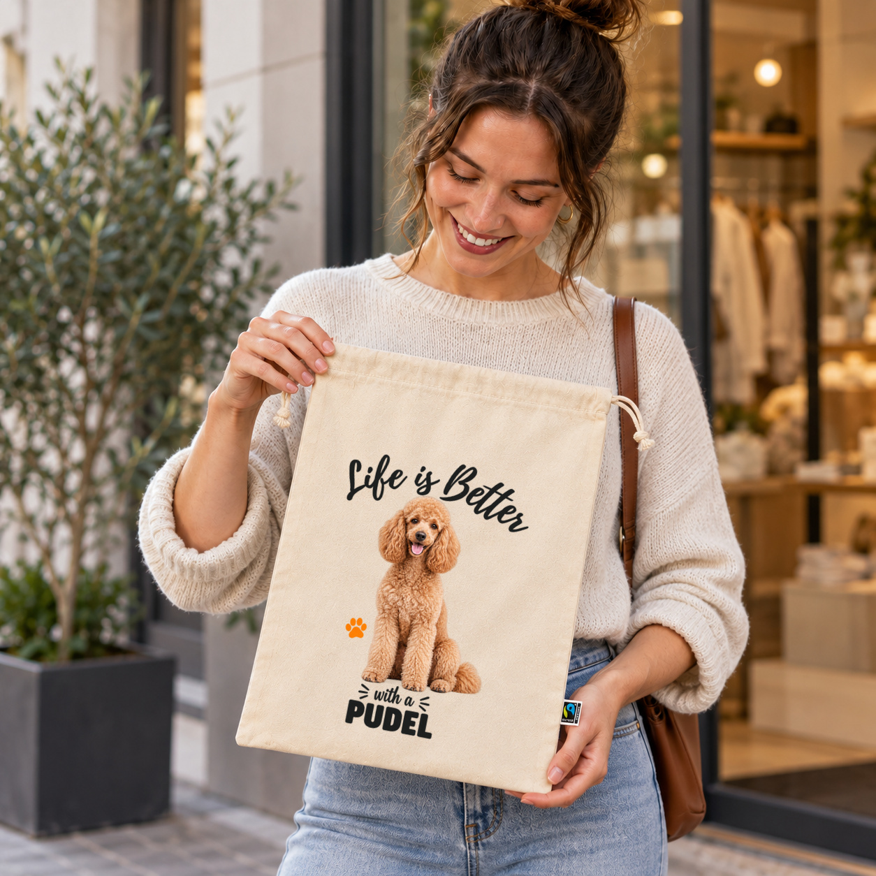 Life is Better with a Pudel – Zuziehbeutel